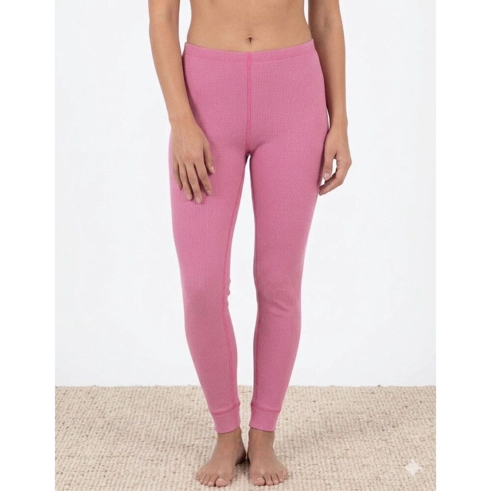 Fruit Of The Loom Ladies Waffle Thermal Beyond Soft Pants Pink Sz S layering New